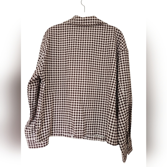 SHEIN Houndstooth Print Drop Shoulder Jacket, size L, brown/white - Picture 6 of 9